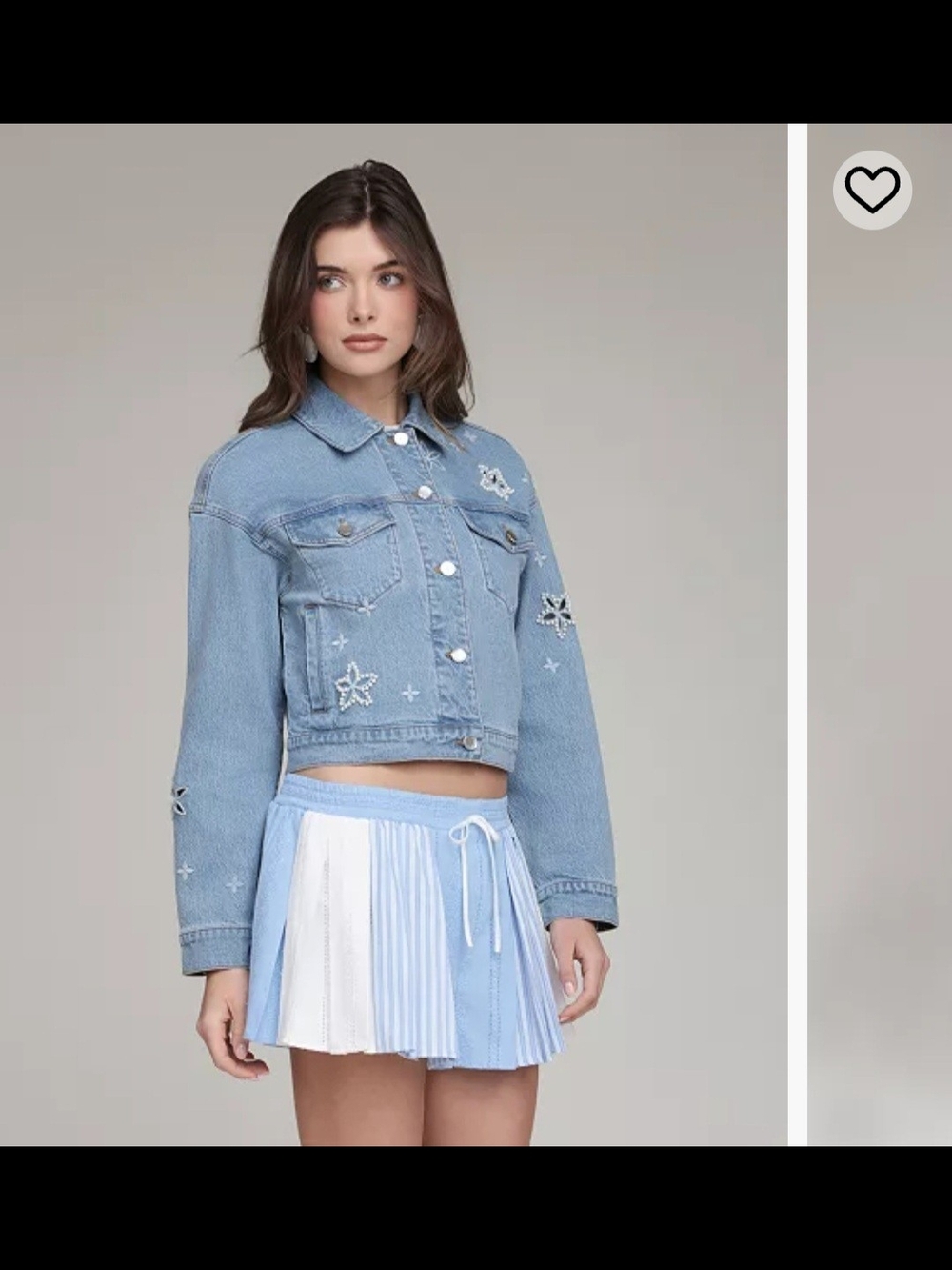 Avec Les Filles Embroidered Detail Collered Denim Jacket XS $138 - Picture 2 of 7